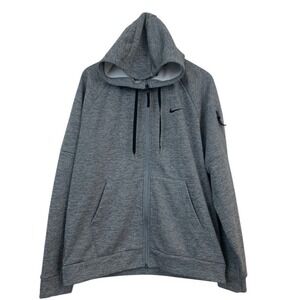 Nike Men L Streetwear Athleisure Sporty Heather Gray Full-Zip Therma-Fit‎ Hoodie